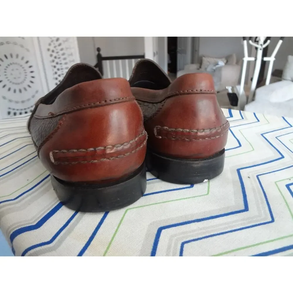 Vintage 90s Foster Rainey Country Penny Loafer Two Tone Brown Leather Mens 10.5
